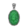 Green Jade (D) Carved Pendant in Sterling Silver 23.65 ctw - Sticky add to cart bar