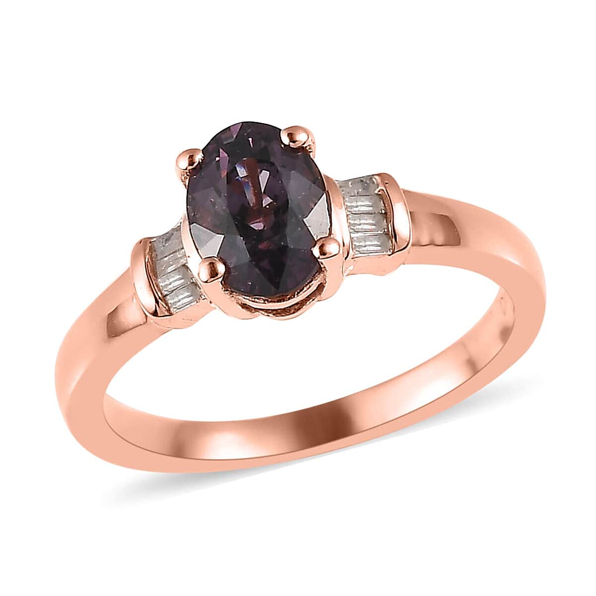 Tanzanian Lavender Spinel and Diamond Ring in Vermeil Rose Gold Over Sterling Silver 1.00 ctw