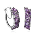 Amethyst Hoop Earrings in Platinum Over Sterling Silver 11.10 ctw - Sticky add to cart bar