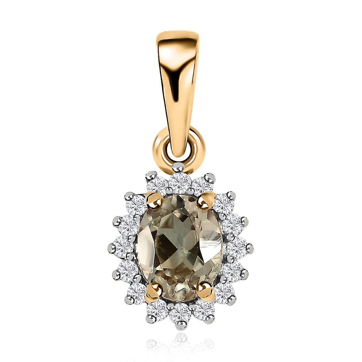 Luxoro 10K Yellow Gold AAA Turkizite and Moissanite Sunburst Pendant 0.50 ctw
