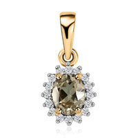 Luxoro 10K Yellow Gold AAA Turkizite and Moissanite Sunburst Pendant 0.50 ctw