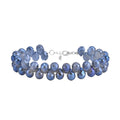 Blue Glass Beaded Bracelet in Rhodium Over Sterling Silver (7.5-8.5In) - Sticky add to cart bar