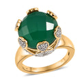 GP Amore Collection Premium Green Onyx and White Zircon Ring in Vermeil Yellow Gold Over Sterling Silver (Size 10.0) 9.25 ctw - Sticky add to cart bar