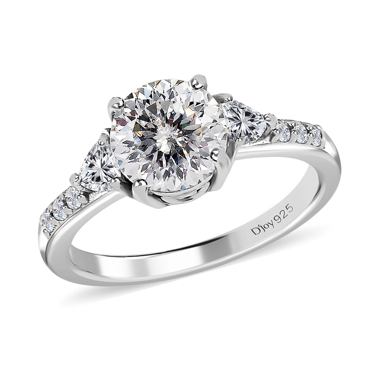 120 Facets Moissanite Ring in Platinum Over Sterling Silver 1.50 ctw
