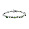 Natural Chrome Diopside and White Zircon Bracelet in Platinum Over Sterling Silver (7.25 In) 6.80 ctw - Sticky add to cart bar