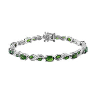 Natural Chrome Diopside and White Zircon Bracelet in Platinum Over Sterling Silver (7.25 In) 6.80 ctw
