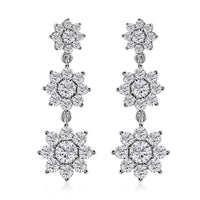 D'Joy Moissanite Floral Dangle Earrings Platinum Over Sterling Silver Earrings, Moissanite Floral Jewelry For Her 4.75 ctw