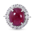 Niassa Ruby (FF) and Moissanite Sunburst Ring in Platinum Over Sterling Silver (Size 10.0) 19.40 ctw - Sticky add to cart bar