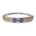 Multi Gemstone Bangle Bracelet in Platinum Over Sterling Silver (7.25 In) 10.30 ctw - Sticky add to cart bar