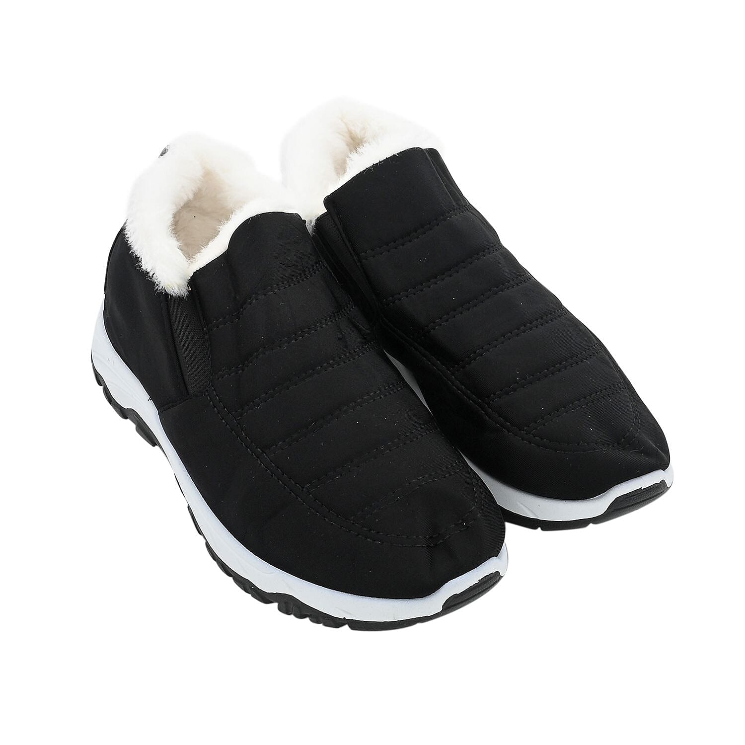 Black PVC Sole Non-Slip Winter Shoes (7-7.5)