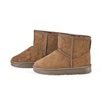 Brown Suede Outer with Faux Fur Lining Water Repellent Booties - (Size 7-7.5)