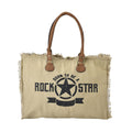 Khaki Color Tote Bag with Faux Leather Handle Strap (18.5"x10"x14.5") - Sticky add to cart bar