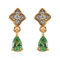 Premium Tsavorite Garnet and White Zircon Drop Earrings in Vermeil Yellow Gold Over Sterling Silver 0.50 ctw - Sticky add to cart bar