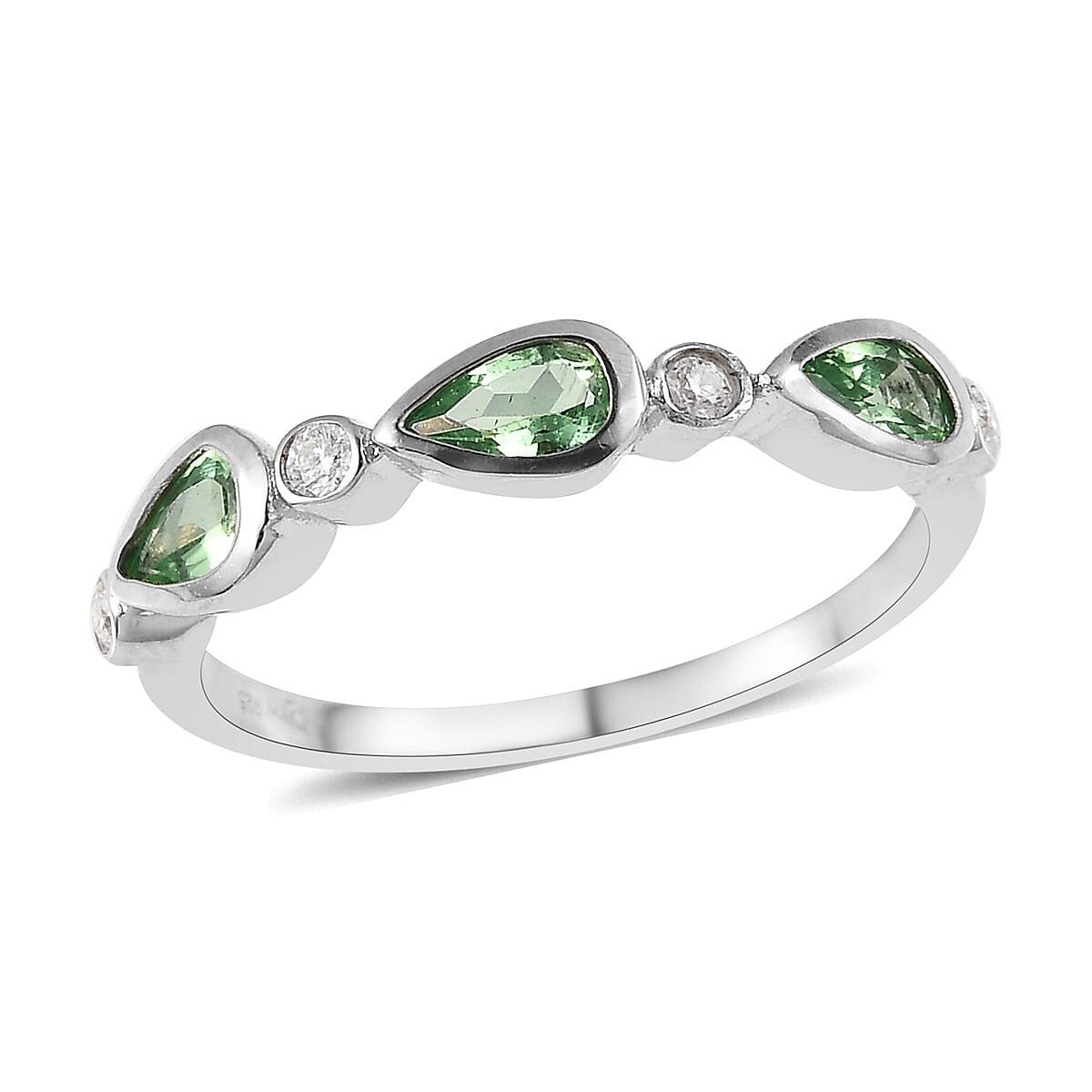 Premium Tsavorite Garnet and Moissanite Ring in Platinum Over Sterling Silver 0.65 ctw