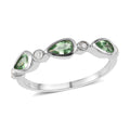 Premium Tsavorite Garnet and Moissanite Ring in Platinum Over Sterling Silver 0.65 ctw - Sticky add to cart bar