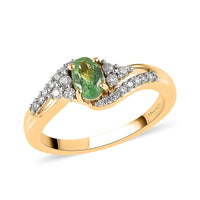 Premium Tsavorite Garnet and Moissanite Ring in Vermeil Yellow Gold Over Sterling Silver 0.75 ctw