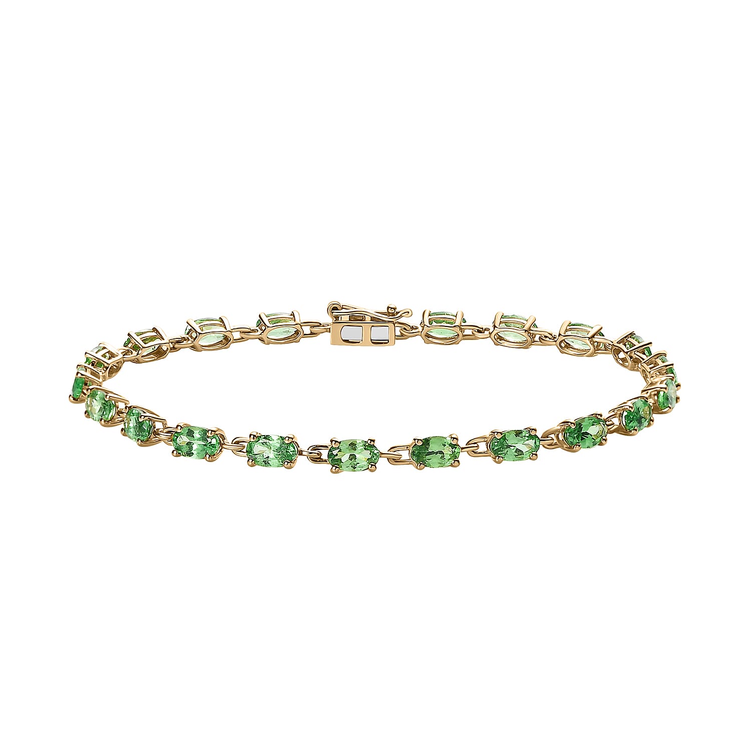 Luxoro 10K Yellow Gold Premium Tsavorite Garnet Bracelet (8.00 In) 6.50 ctw