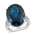 AAA London Blue Topaz and Moissanite Ring in Platinum Over Sterling Silver 22.10 ctw - Sticky add to cart bar