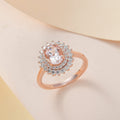Pink Morganite and Moissanite Floral Ring in Vermeil Rose Gold Over Sterling Silver 1.65 ctw - Sticky add to cart bar