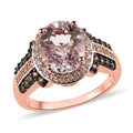 Pink Morganite, Champagne and White Zircon Ring in Vermeil Rose Gold Over Sterling Silver 3.15 ctw (Del. in 5-7 Days) - Sticky add to cart bar
