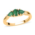 AAA Kagem Zambian Emerald 3 Stone Ring in Vermeil Yellow Gold Over Sterling Silver 0.50 ctw - Sticky add to cart bar