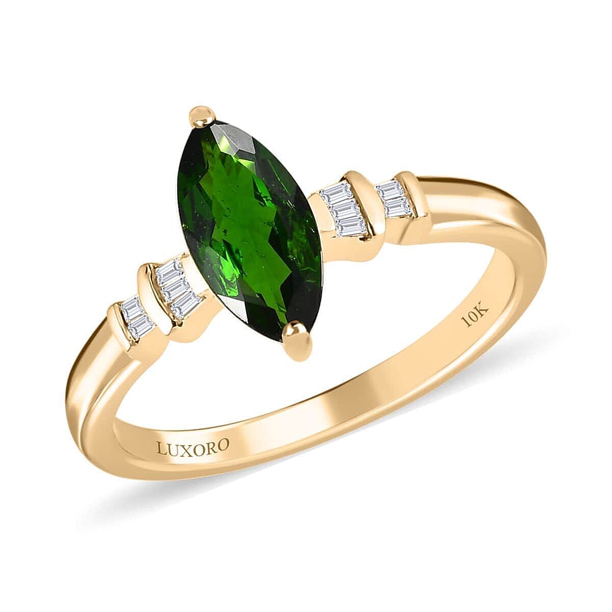 Luxoro 10K Yellow Gold Premium Chrome Diopside and Diamond Ring 1.15 ctw