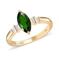 Luxoro 10K Yellow Gold Premium Chrome Diopside and Diamond Ring 1.15 ctw