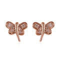 Uncut Natural Pink Diamond Dragonfly Earrings in Vermeil Rose Gold Over Sterling Silver 0.10 ctw - Sticky add to cart bar