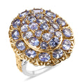 Tanzanite Cluster Ring in Vermeil Yellow Gold and Platinum Over Sterling Silver 4.10 ctw - Sticky add to cart bar