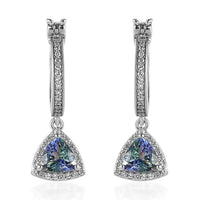 Peacock Tanzanite and White Zircon Earrings in Platinum Over Sterling Silver 2.10 ctw