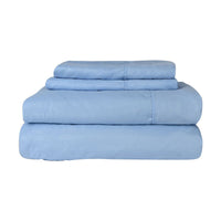 Hotel New York 4-Piece Light Blue Super Soft 1600 Series Bamboo Embossed Bed Sheet -King (Delivers in 14-20 Business Days)