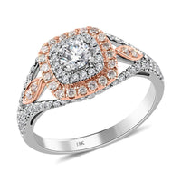 Pink Perfection from Modani 18K White and Rose Gold Natural White and Pink Diamond (VS-G) Ring (Del. 10-15 Days) 0.75 ctw