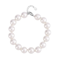White Shell Pearl 9-11mm Bracelet in Rhodium Over Sterling Silver (7.5-8.5In)