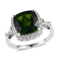 Chrome Diopside and White Zircon Halo Ring in Platinum Over Sterling Silver (Size 10.0) 5.00 ctw - Sticky add to cart bar