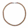 Multi Sapphire and Thai Black Spinel Snake Double-Row Necklace 18 Inches in Platinum Over Sterling Silver 47.40 ctw - Sticky add to cart bar