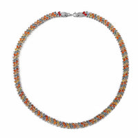 Multi Sapphire and Thai Black Spinel Snake Double-Row Necklace 18 Inches in Platinum Over Sterling Silver 47.40 ctw