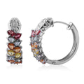 Multi Sapphire and Thai Black Spinel Snake Dangle Earrings in Platinum Over Sterling Silver 4.60 ctw - Sticky add to cart bar