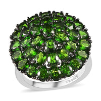 Chrome Diopside Floral Ring in Platinum Over Sterling Silver 7.25 ctw