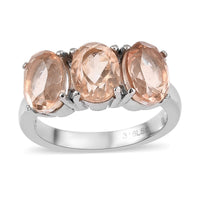 Morganique Quartz 3 Stone Ring in Stainless Steel 4.40 ctw