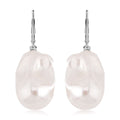 Organic Shape Baroque Pearl Lever Back Earring in Rhodium Over Sterling Silver - Sticky add to cart bar