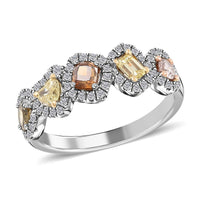 Modani 18K White Gold Multi Color Diamond (SI) Ring (Del. in 10-15 Days) 1.00 ctw