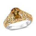 Premium Brazilian Heliodor and White Zircon Ring in Vermeil Yellow Gold and Platinum Over Sterling Silver (Size 10.0) 1.65 ctw - Sticky add to cart bar