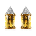Premium Brazilian Heliodor and White Zircon Earrings in Vermeil Yellow Gold Over Sterling Silver 1.10 ctw - Sticky add to cart bar