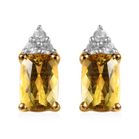 Premium Brazilian Heliodor and White Zircon Earrings in Vermeil Yellow Gold Over Sterling Silver 1.10 ctw