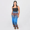 Tamsy Blue Floral Printed Harem Pants - One Size Fits Most - Sticky add to cart bar