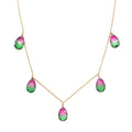 Watermelon Quartz (Triplet) Station Necklace 18 Inches in 14K Yellow Gold Over Sterling Silver 19.50 ctw - Sticky add to cart bar