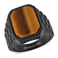 Tiger's Eye Men's Ring in ION Plated Black Stainless Steel (Size 9) 7.50 ctw - Sticky add to cart bar
