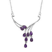 African Amethyst Necklace (18 Inches) in Stainless Steel 3.15 ctw