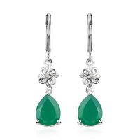 Karis Verde Onyx and White Zircon Dangling Earrings in Platinum Bond 4.85 ctw