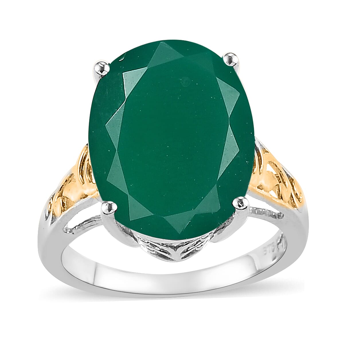 Karis Verde Onyx Solitaire Ring in 18K YG Plated and Platinum Bond 7.50 ctw